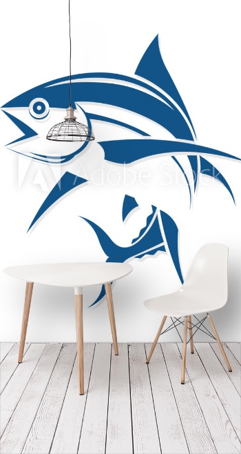 Bild på Graphic fish tattoo style vector